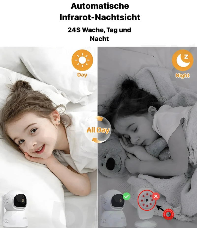 KidZoneStore™ SecureGuard Baby Monitor: 5" IPS Screen, Night Vision, 2-Way Audio
