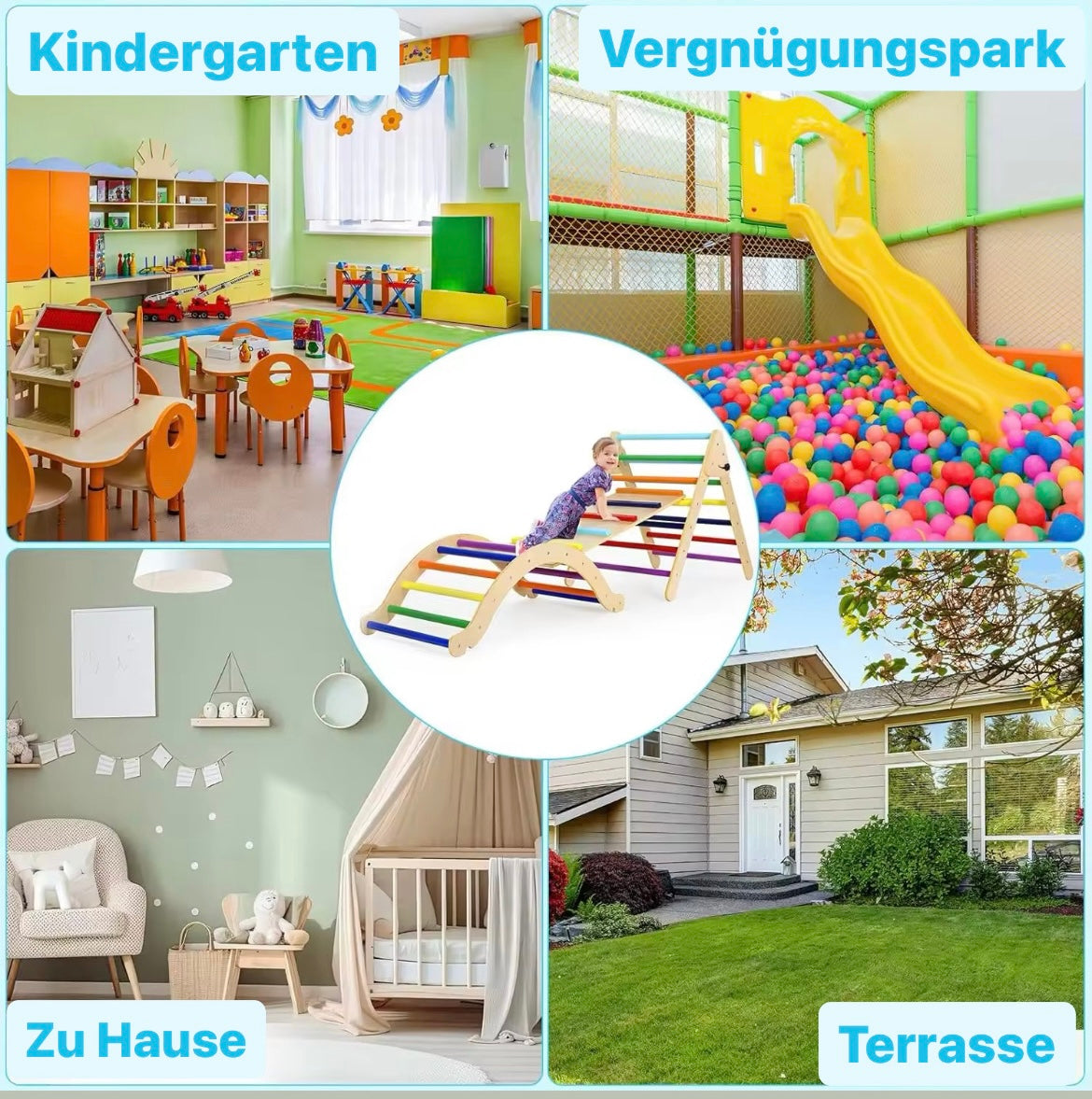 KidZoneStore™ 3-in-1 Kletter- und Rutschenset